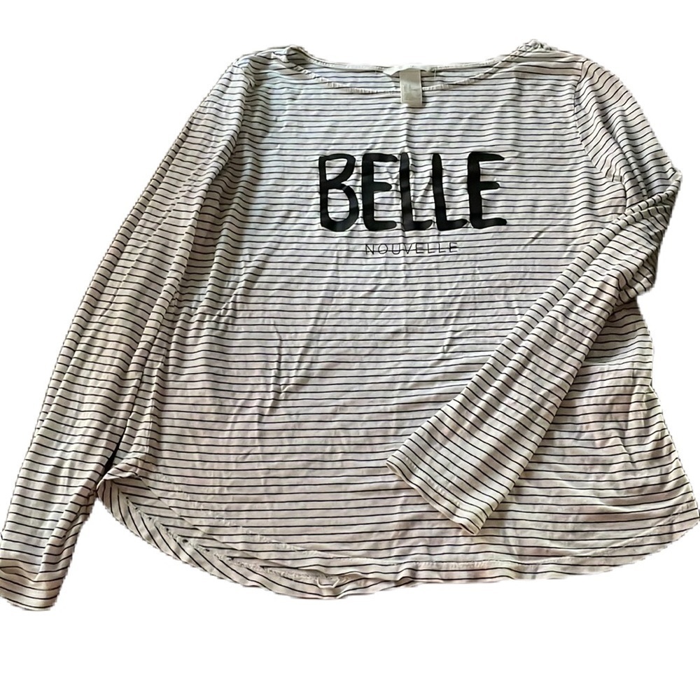 H&M szM striped black and white long sleeve t shirt
